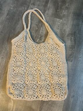 Crochet Tote Bag in Natural Cream